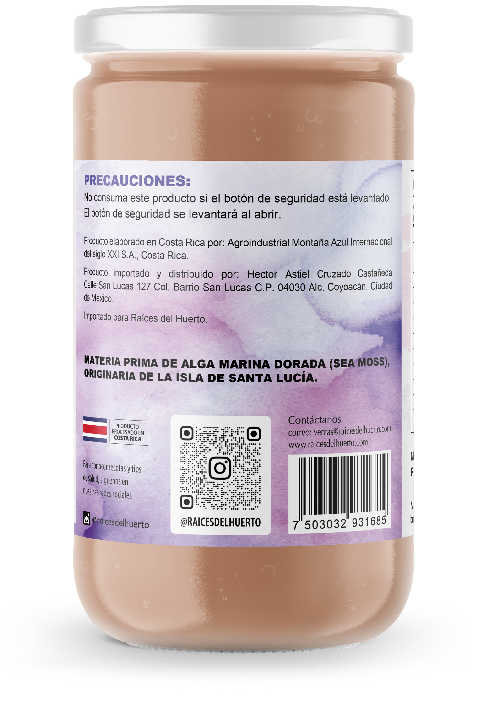 Sea moss- Alga Marina Dorada sabor BAYAS DE SAUCO- EDELBERRY 226g/ Raíces del Huerto