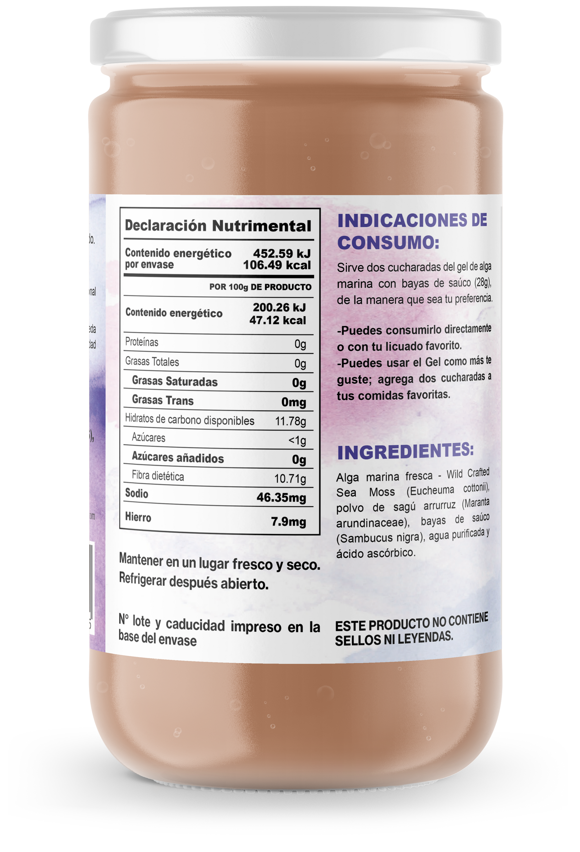 Sea moss- Alga Marina Dorada sabor BAYAS DE SAUCO- EDELBERRY 226g/ Raíces del Huerto