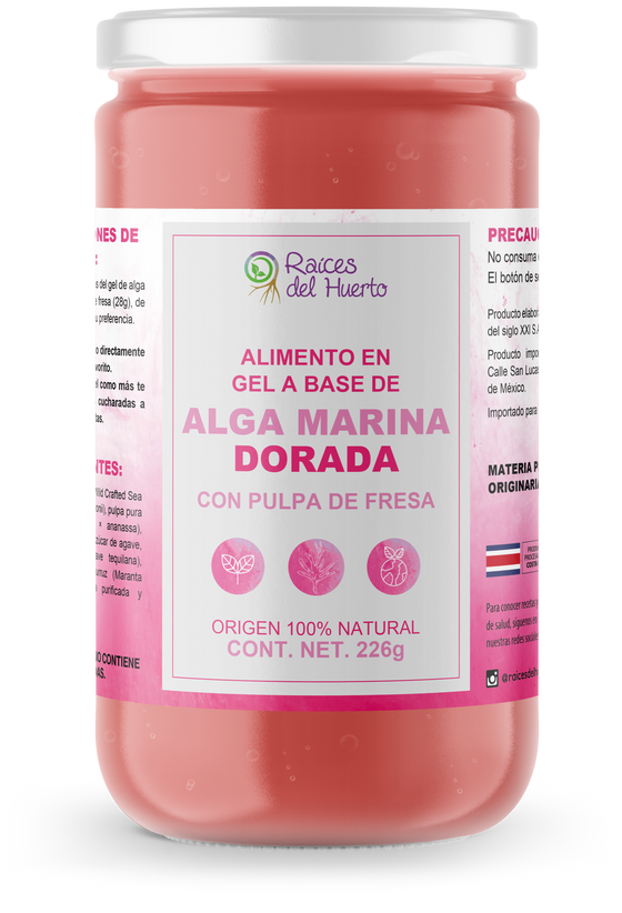 Sea Moss- Alga Marina Dorada sabor FRESA 226g/ Raíces del Huerto