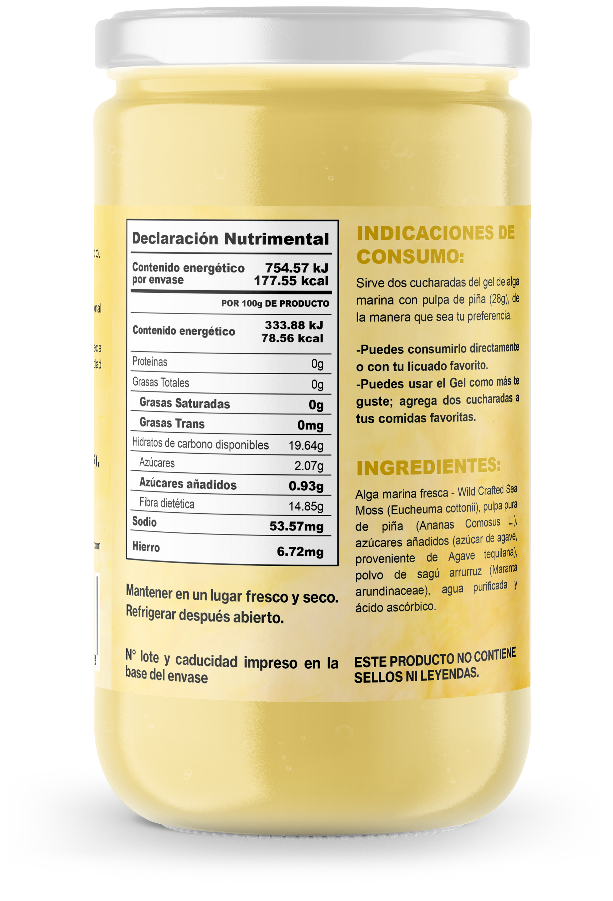 Sea Moss- Alga Marina Dorada sabor PIÑA 226g/ Raíces del Huerto