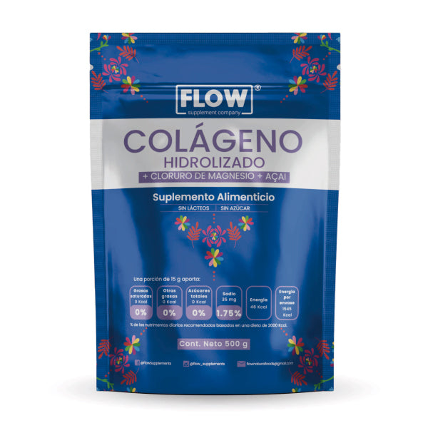 Colágeno hidrolizado + Cloruro de magnesio + Acai/ Flow