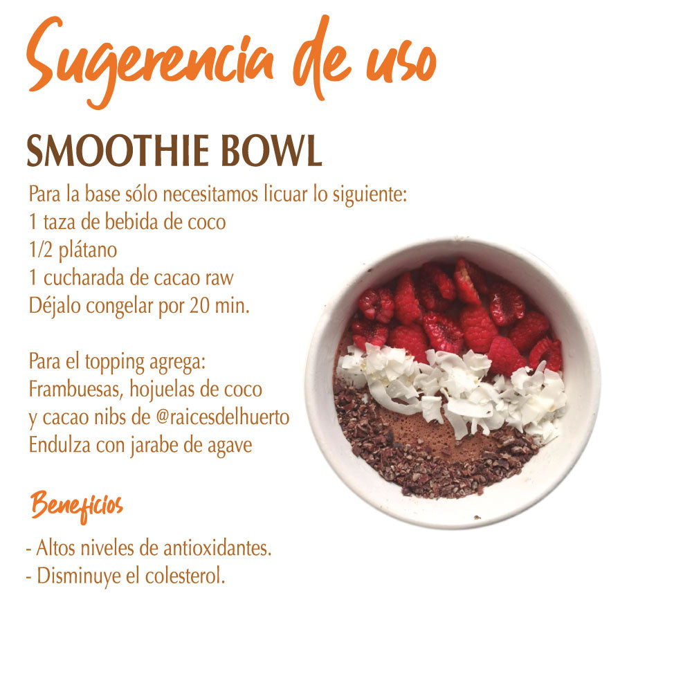 Cacao Raw Orgánico certificado USDA en polvo 350 g/ Raíces del Huerto