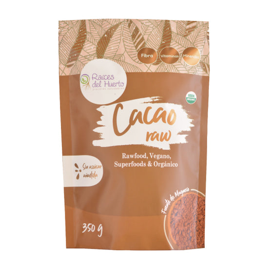 Cacao Raw Orgánico certificado USDA en polvo 350 g/ Raíces del Huerto